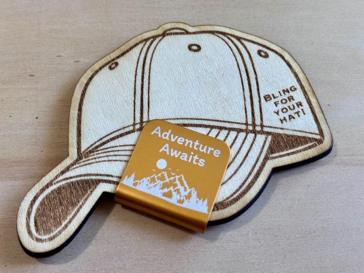 Adventure Awaits metal hat clip
