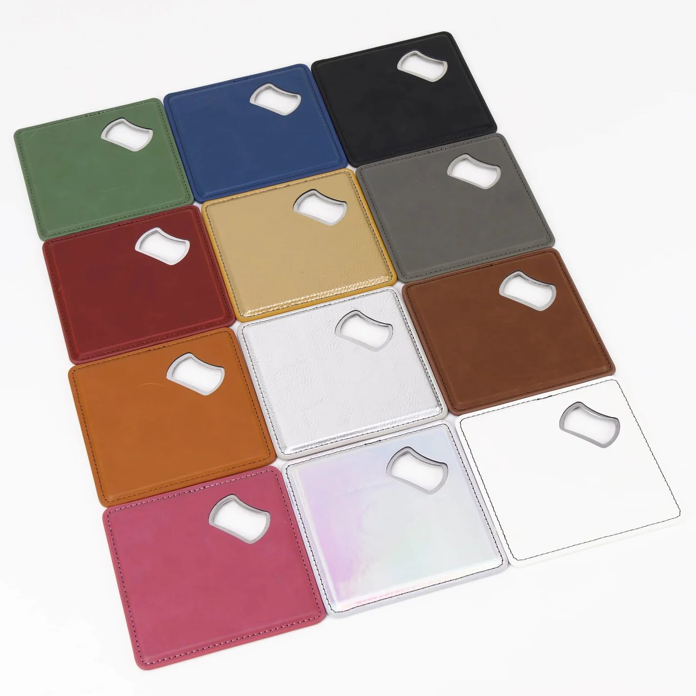 Premium Magnetic Leatherette Bottle Opener Coasters Colors